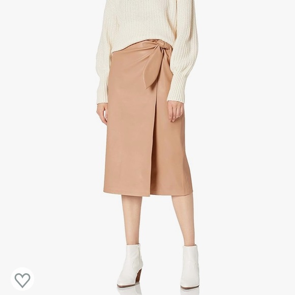 The Drop Vegan Leather Wrap-Front Midi Skirt - Picture 3 of 7